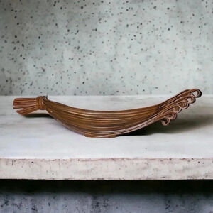 Decorative Bowl Basket Boat Rustic Faux Rust Metal